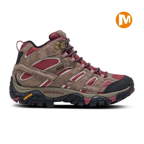 Dámské Trekové Boty Merrell Moab 2 Mid Waterproof Hnědé/Červené (CZ. PWAZG)